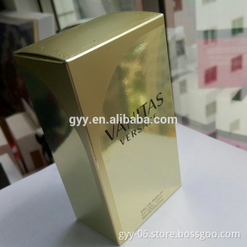 Hot Sell Golden Paper Card Gift Box, Cosmetic Gift Box, Perfume Paper Box